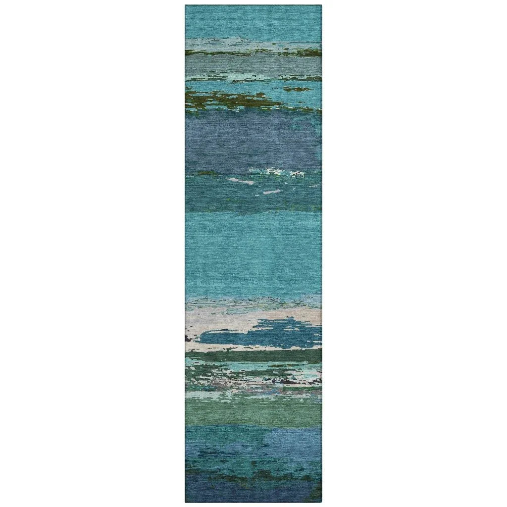 Havari Teal Washable Indoor - Outdoor Rug - LOOMLAN - LOOMLAN Rugs - Outdoor Rugs