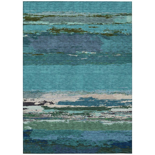 Havari Teal Washable Indoor - Outdoor Rug - LOOMLAN - LOOMLAN Rugs - Outdoor Rugs