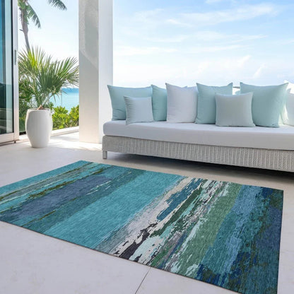 Havari Teal Washable Indoor - Outdoor Rug - LOOMLAN - LOOMLAN Rugs - Outdoor Rugs