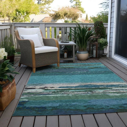 Havari Teal Washable Indoor - Outdoor Rug - LOOMLAN - LOOMLAN Rugs - Outdoor Rugs