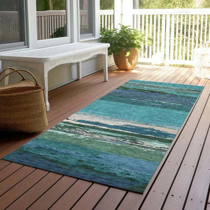 Havari Teal Washable Indoor - Outdoor Rug - LOOMLAN - LOOMLAN Rugs - Outdoor Rugs