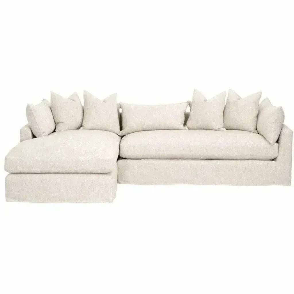 Haven 110" Slipcover LF Sectional Bisque Espresso - LOOMLAN - Essentials For Living - Sectionals