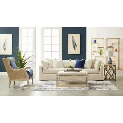 Haven 96" Lounge Slipcover Sofa Bisque Espresso - LOOMLAN - Essentials For Living - Sofas & Loveseats
