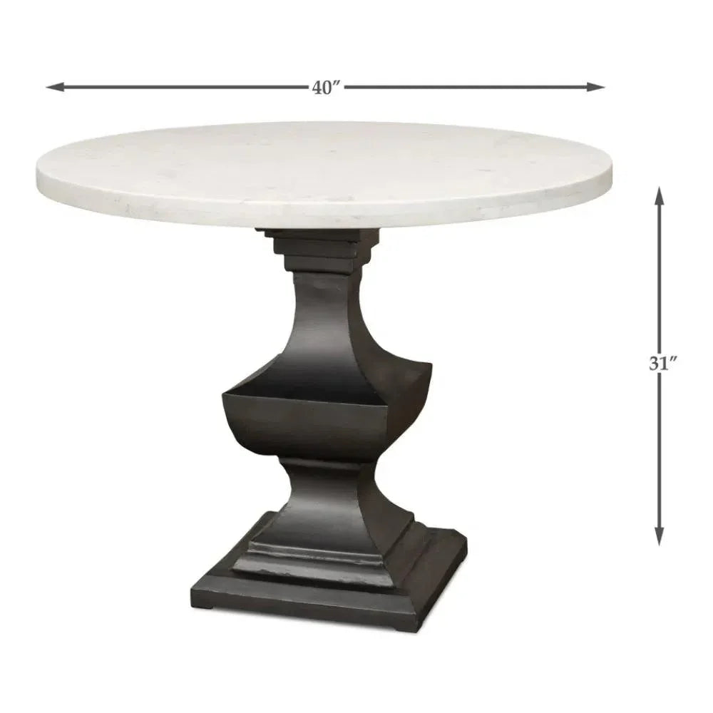 Haviland Marble Round Dining Table White-Dining Tables-Sarreid-LOOMLAN