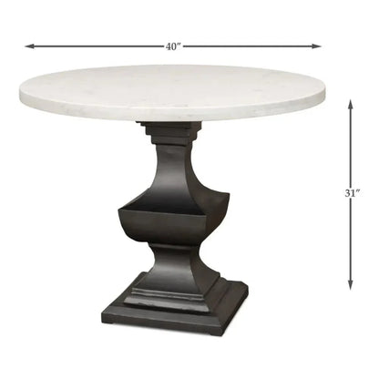 Haviland Marble Round Dining Table White-Dining Tables-Sarreid-LOOMLAN