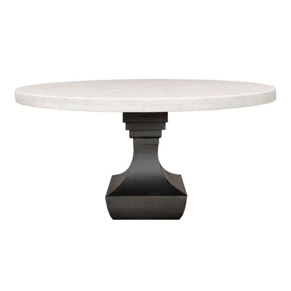Haviland Marble Round Dining Table White-Dining Tables-Sarreid-LOOMLAN