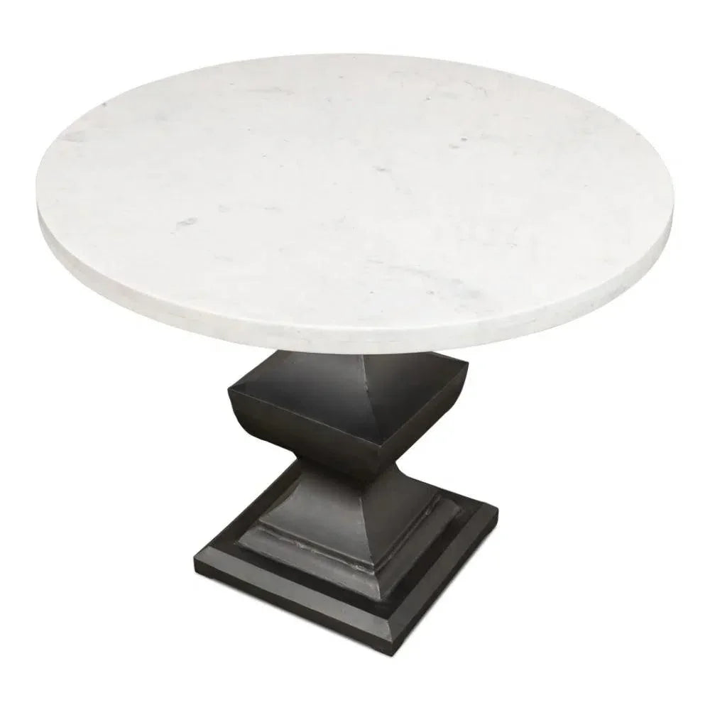 Haviland Marble Round Dining Table White-Dining Tables-Sarreid-LOOMLAN