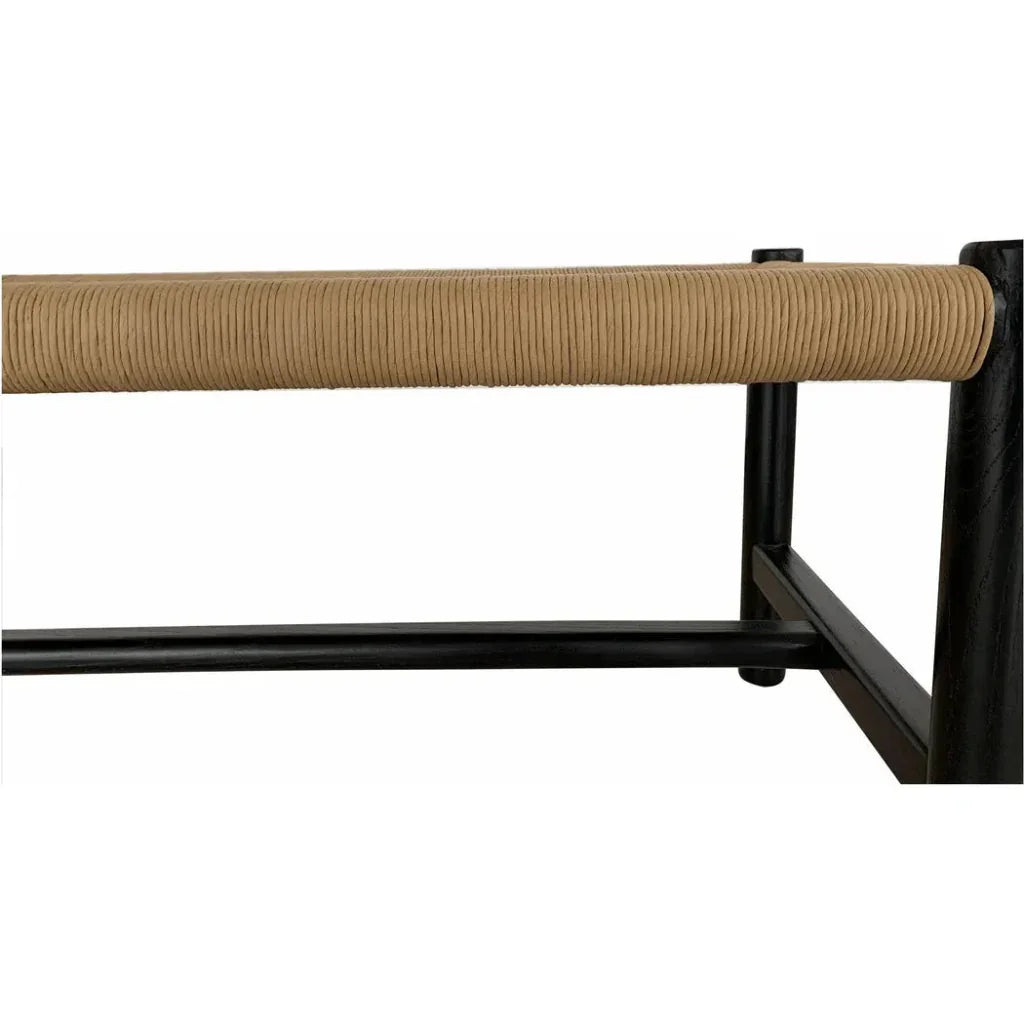 Hawthorn Black Small Wood & Rope Seat Bench - LOOMLAN - Moe's Home - Bedroom Benches
