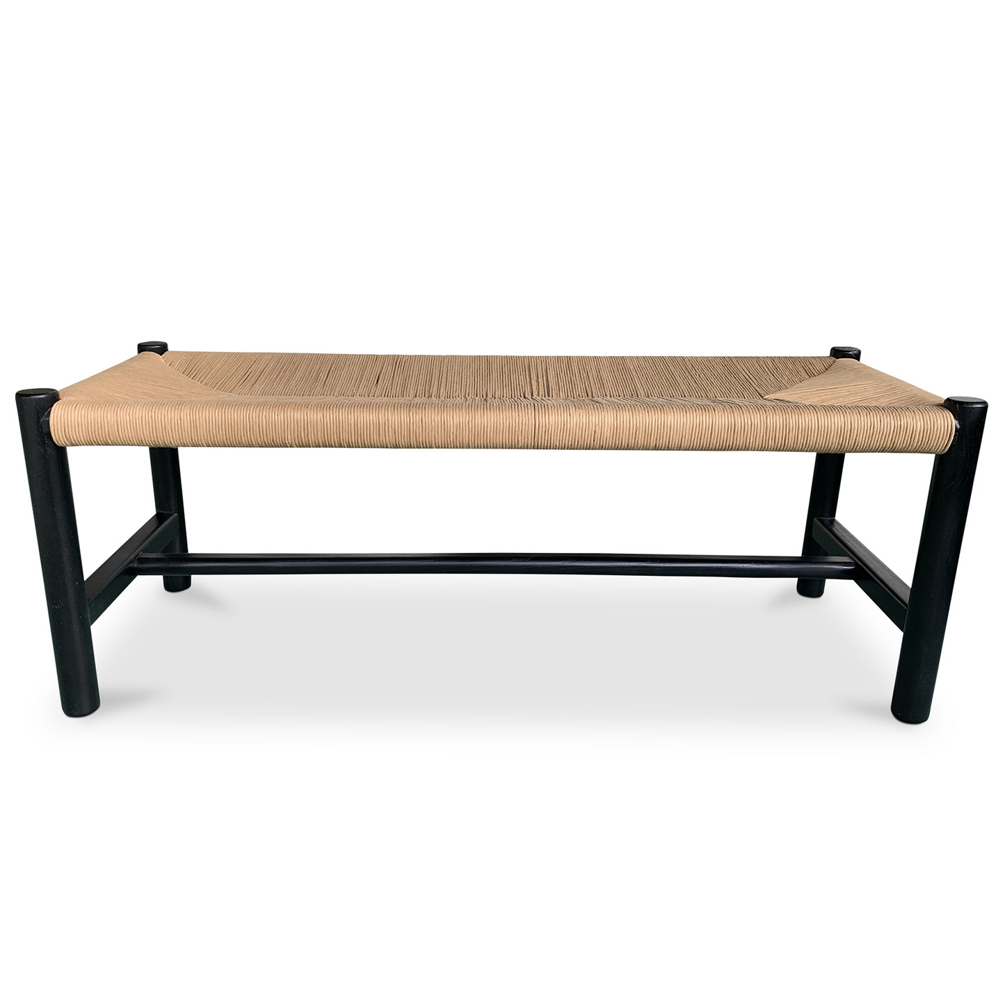 Hawthorn Black Small Wood & Rope Seat Bench