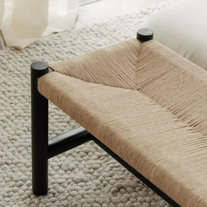 Hawthorn Large Black Elm Wood & Rope Seat Bench - LOOMLAN - Moe's Home - Bedroom Benches