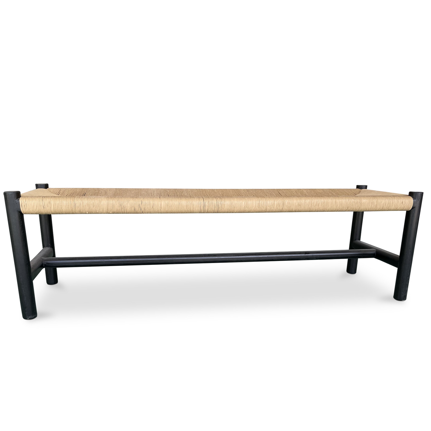 Hawthorn Large Black Elm Wood & Rope Seat Bench