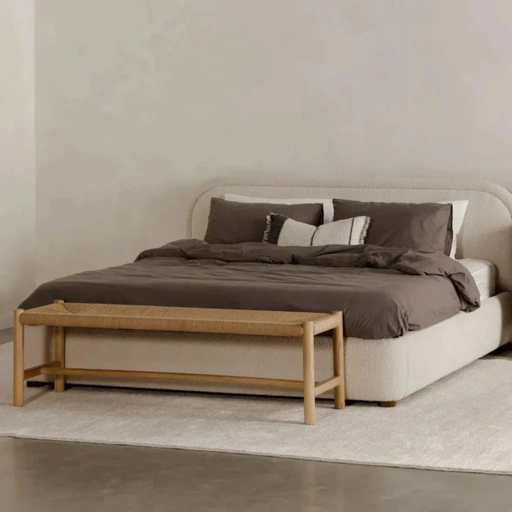 Hawthorn Large Natural Elm Wood & Rope Seat Bench - LOOMLAN - Moe's Home - Bedroom Benches