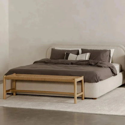 Hawthorn Large Natural Elm Wood & Rope Seat Bench - LOOMLAN - Moe's Home - Bedroom Benches