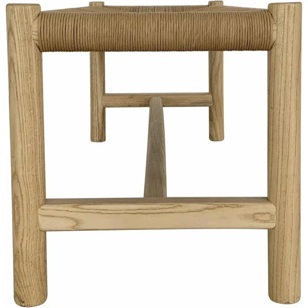 Hawthorn Large Natural Elm Wood & Rope Seat Bench - LOOMLAN - Moe's Home - Bedroom Benches