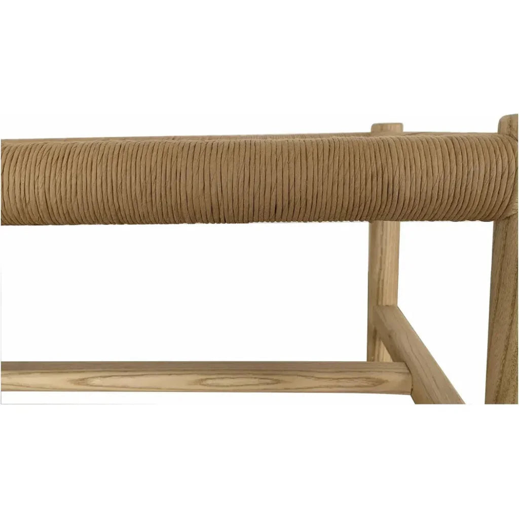Hawthorn Large Natural Elm Wood & Rope Seat Bench - LOOMLAN - Moe's Home - Bedroom Benches