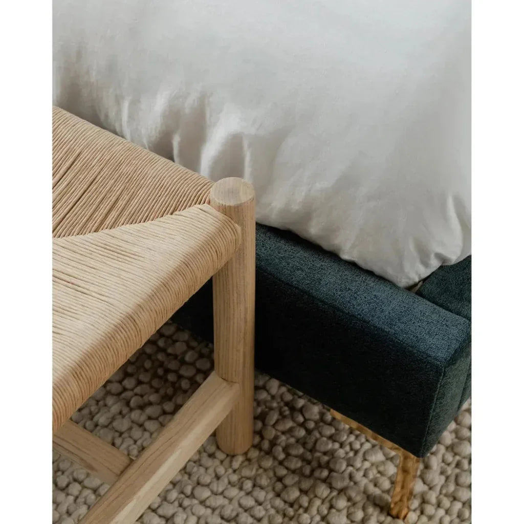 Hawthorn Large Natural Elm Wood & Rope Seat Bench - LOOMLAN - Moe's Home - Bedroom Benches