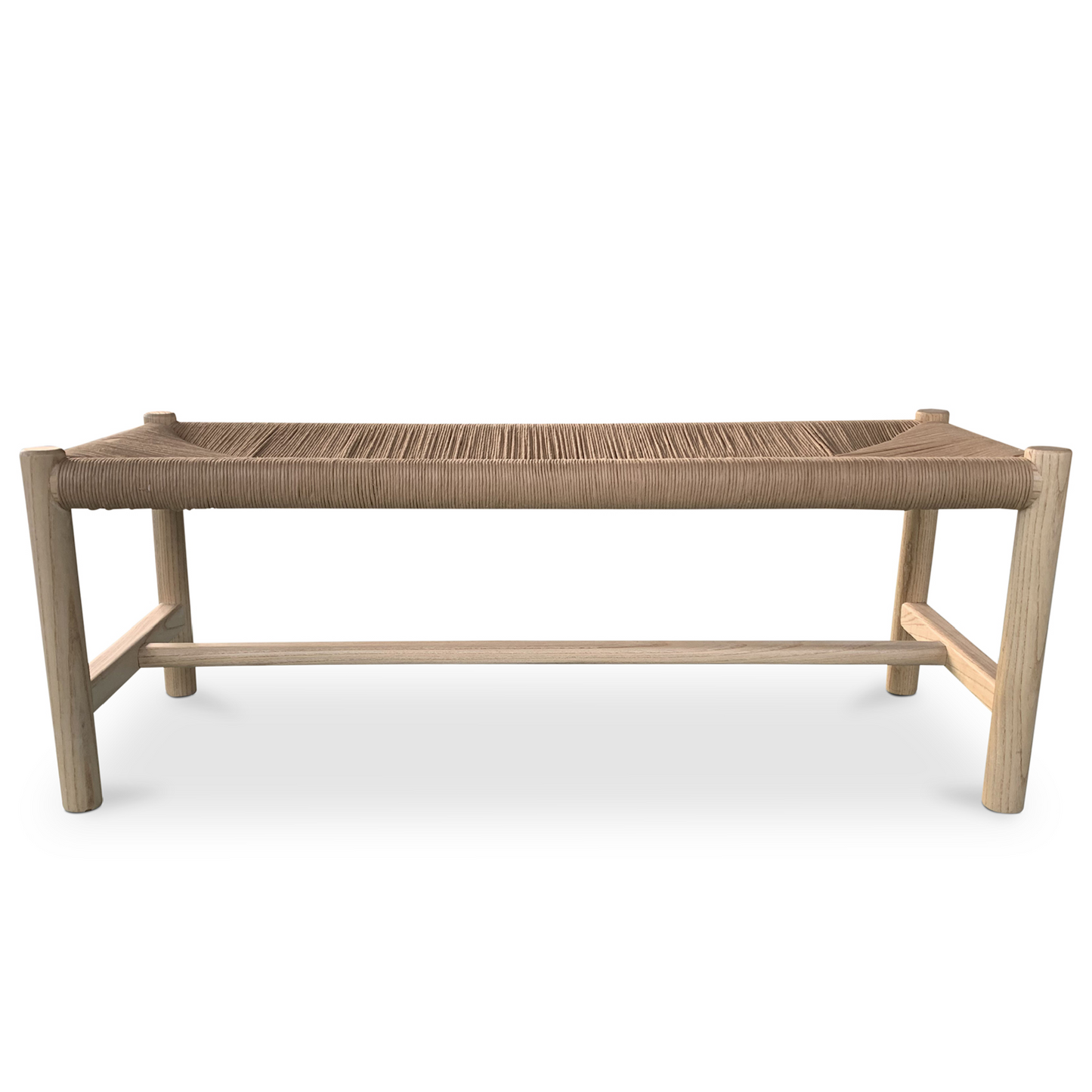 Hawthorn Large Natural Elm Wood & Rope Seat Bench
