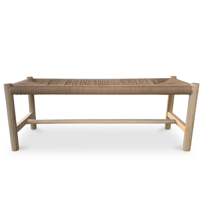 Hawthorn Large Natural Elm Wood & Rope Seat Bench