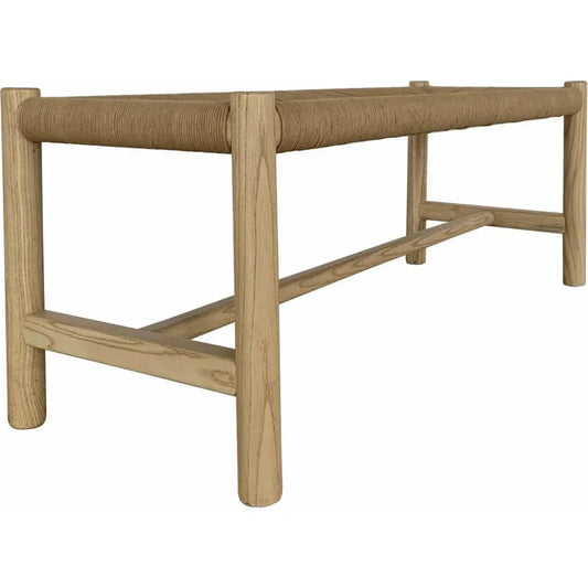 Hawthorn Natural Small Wood & Rope Seat Bench - LOOMLAN - Moe's Home - Dining Benches