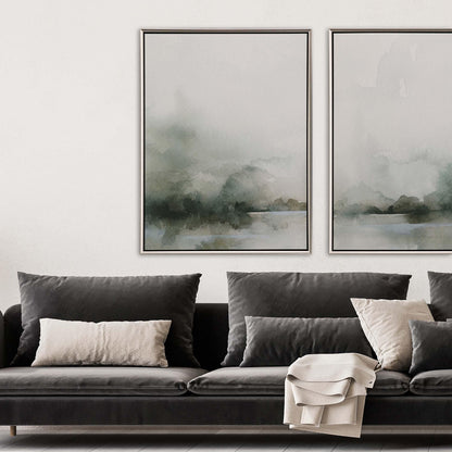 Heavy Fog I Green Canvas Art