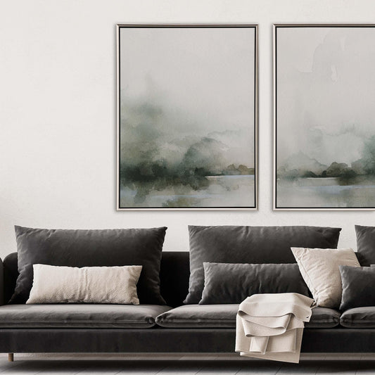 Heavy Fog I Green Canvas Art