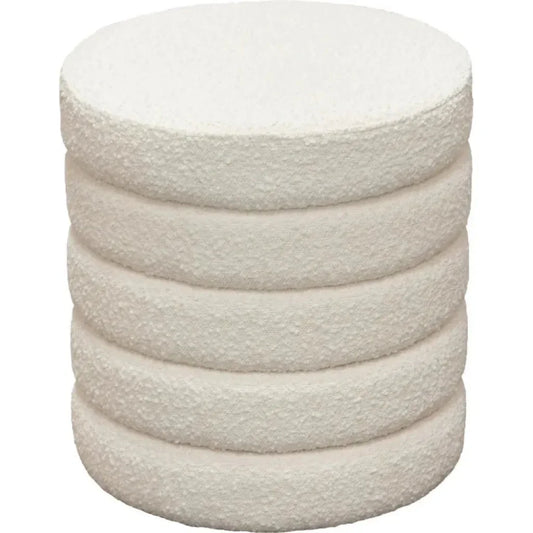 Helix Round Accent Ottoman in Boucle fabric - LOOMLAN - Diamond Sofa - Ottomans