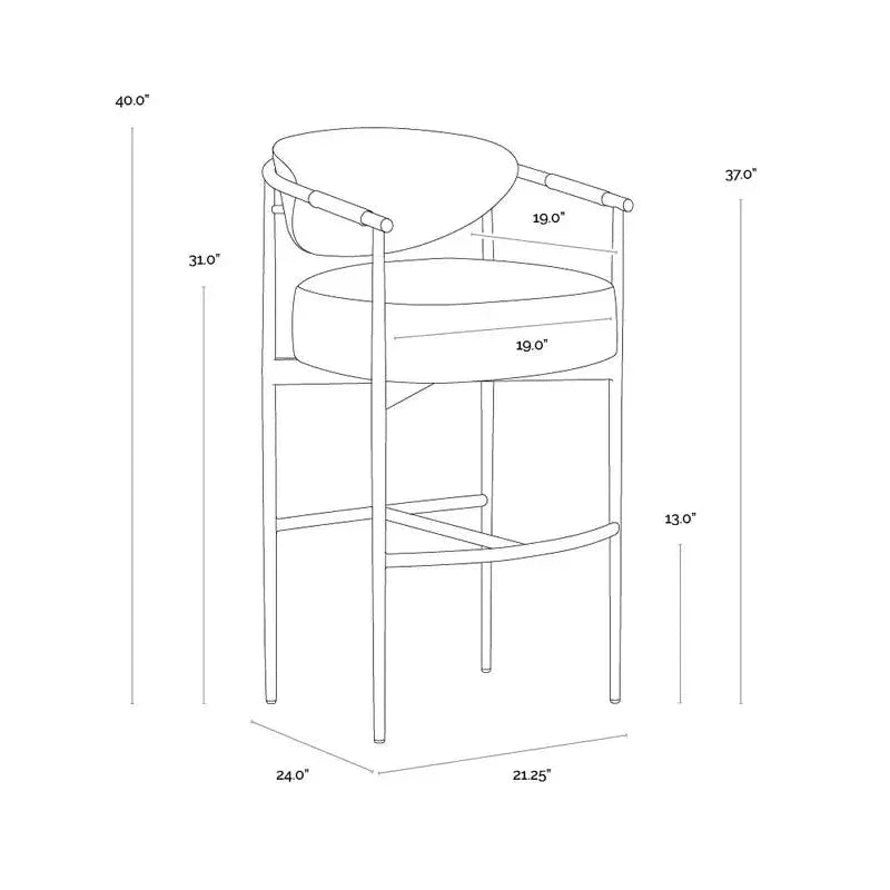 Heloise Leather Barstool - LOOMLAN - SUNPAN - Bar Stools