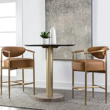 Heloise Leather Counter Stool - LOOMLAN - SUNPAN - Counter Stools