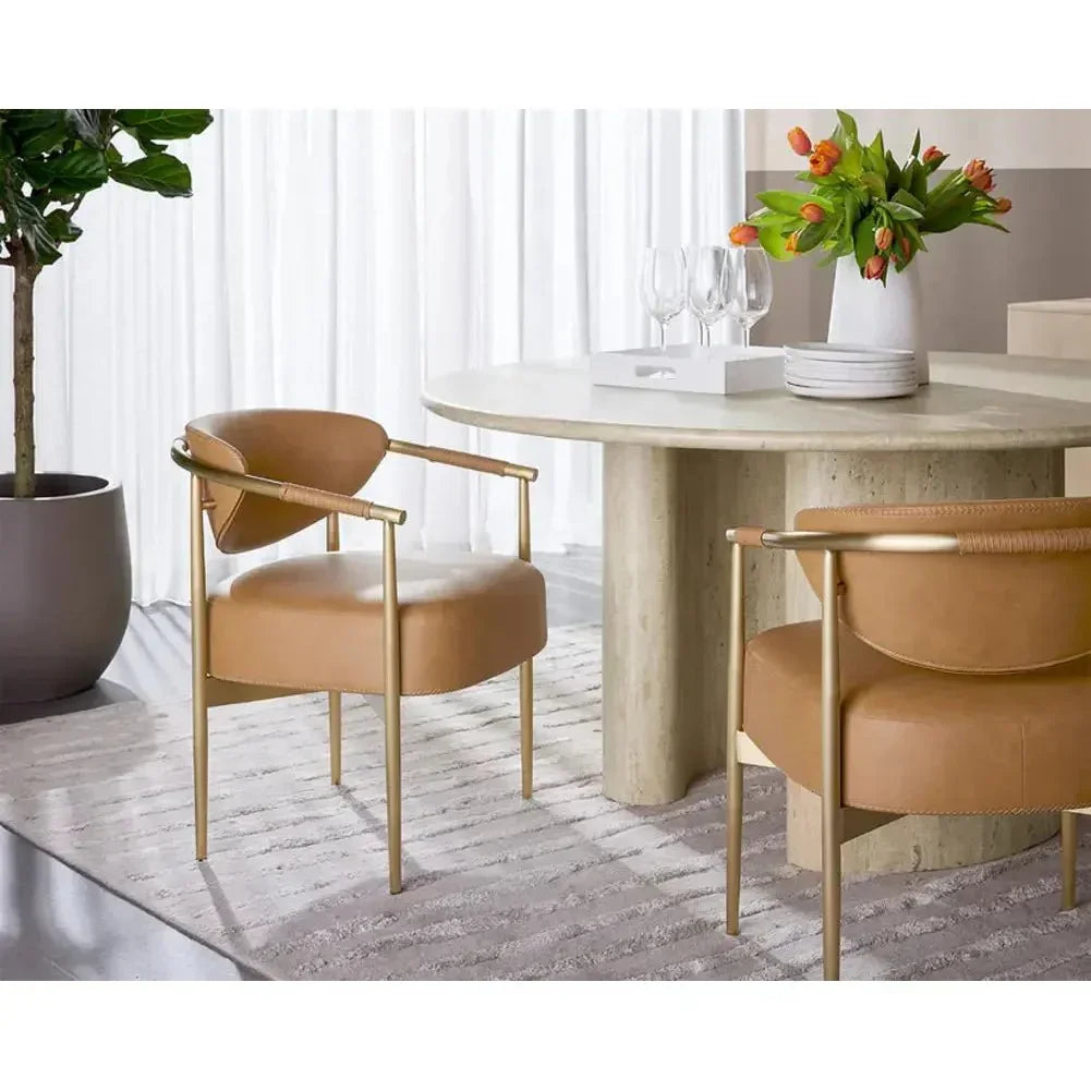 Heloise Leather Dining Armchair - LOOMLAN - SUNPAN - Dining Chairs