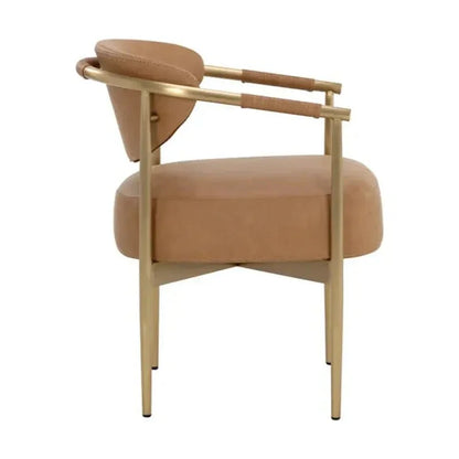 Heloise Leather Dining Armchair - LOOMLAN - SUNPAN - Dining Chairs