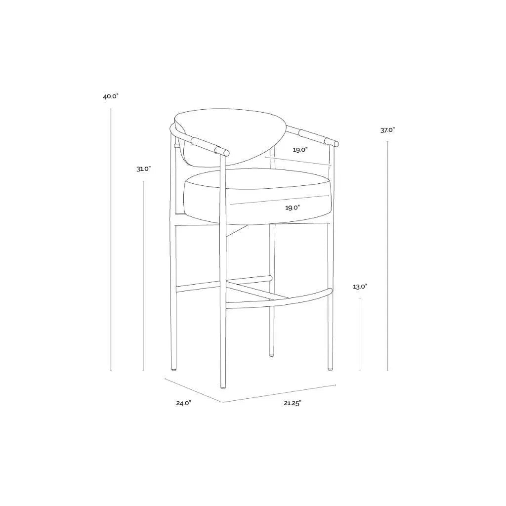 Heloise Leather Handsome Barstool - LOOMLAN - SUNPAN - Bar Stools