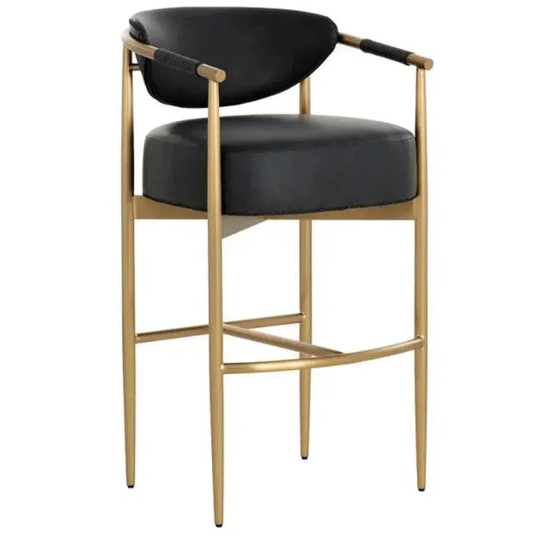 Heloise Leather Handsome Barstool - LOOMLAN - SUNPAN - Bar Stools