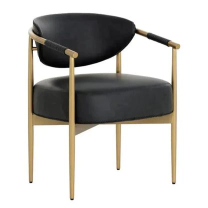 Heloise Leather Handsome Dining Armchair - LOOMLAN - SUNPAN - Dining Chairs