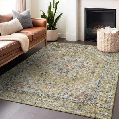 Helsinki Gold Washable Indoor-Outdoor Rug-Outdoor Rugs-LOOMLAN Rugs-LOOMLAN