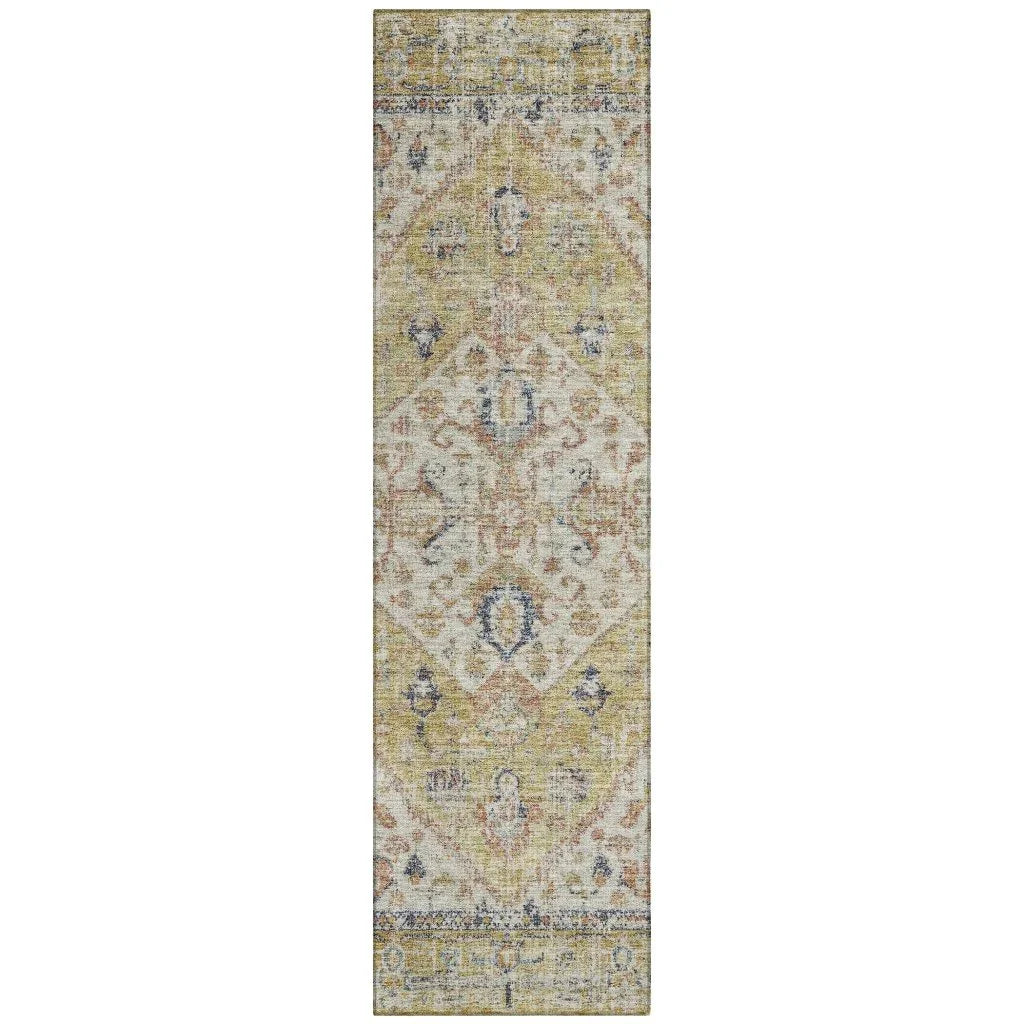 Helsinki Gold Washable Indoor-Outdoor Rug-Outdoor Rugs-LOOMLAN Rugs-2'3" x 7'6"-LOOMLAN