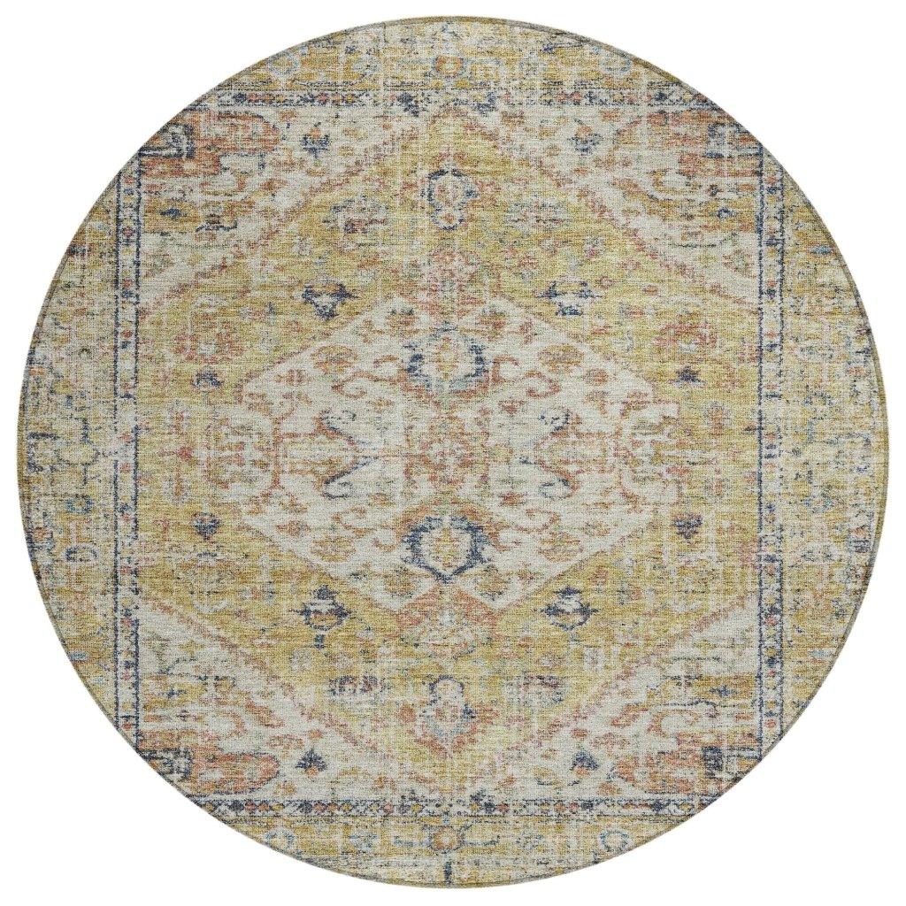 Helsinki Gold Washable Indoor-Outdoor Rug-Outdoor Rugs-LOOMLAN Rugs-8' x 8'-LOOMLAN