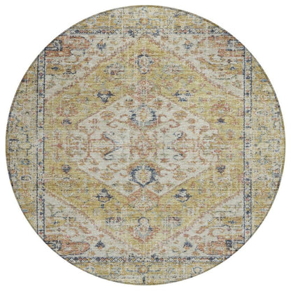 Helsinki Gold Washable Indoor-Outdoor Rug-Outdoor Rugs-LOOMLAN Rugs-8' x 8'-LOOMLAN