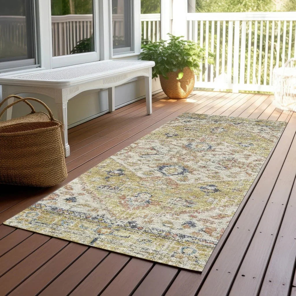 Helsinki Gold Washable Indoor-Outdoor Rug-Outdoor Rugs-LOOMLAN Rugs-LOOMLAN