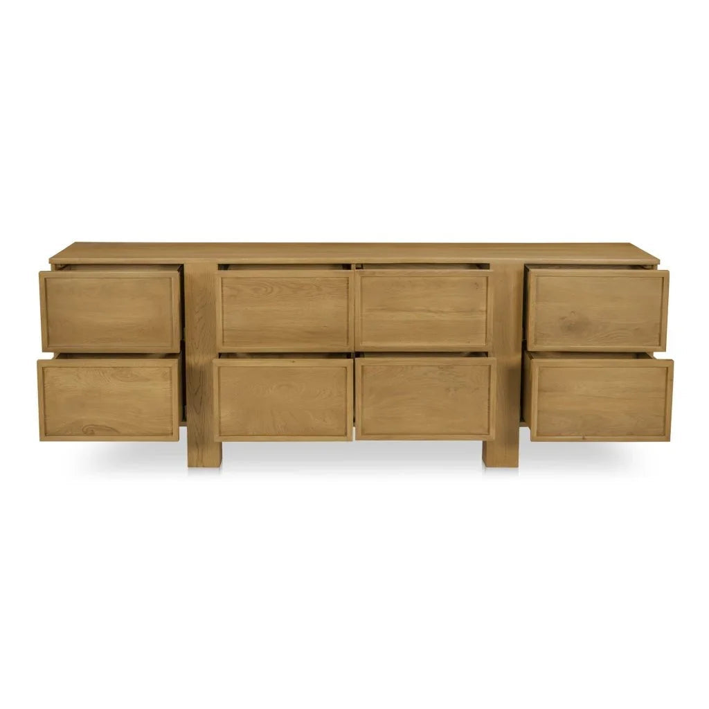 Henley Brown Solid Oak Eight Drawer Dresser - LOOMLAN - Moe's Home - Dressers