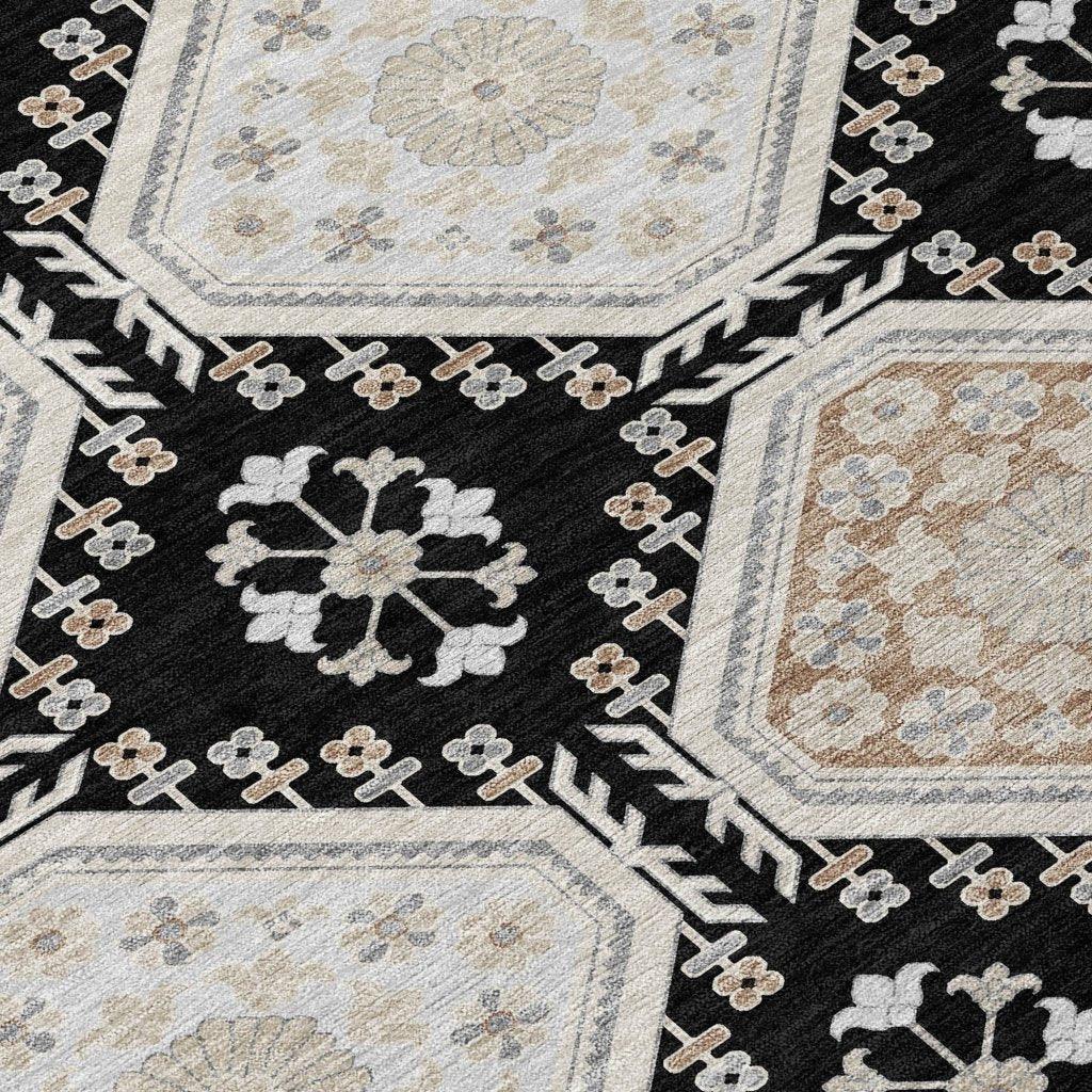 Henriette Black Washable Indoor - Outdoor Rug - LOOMLAN - LOOMLAN Rugs - Outdoor Rugs
