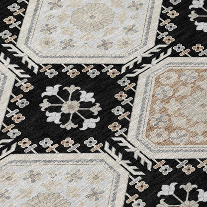 Henriette Black Washable Indoor - Outdoor Rug - LOOMLAN - LOOMLAN Rugs - Outdoor Rugs