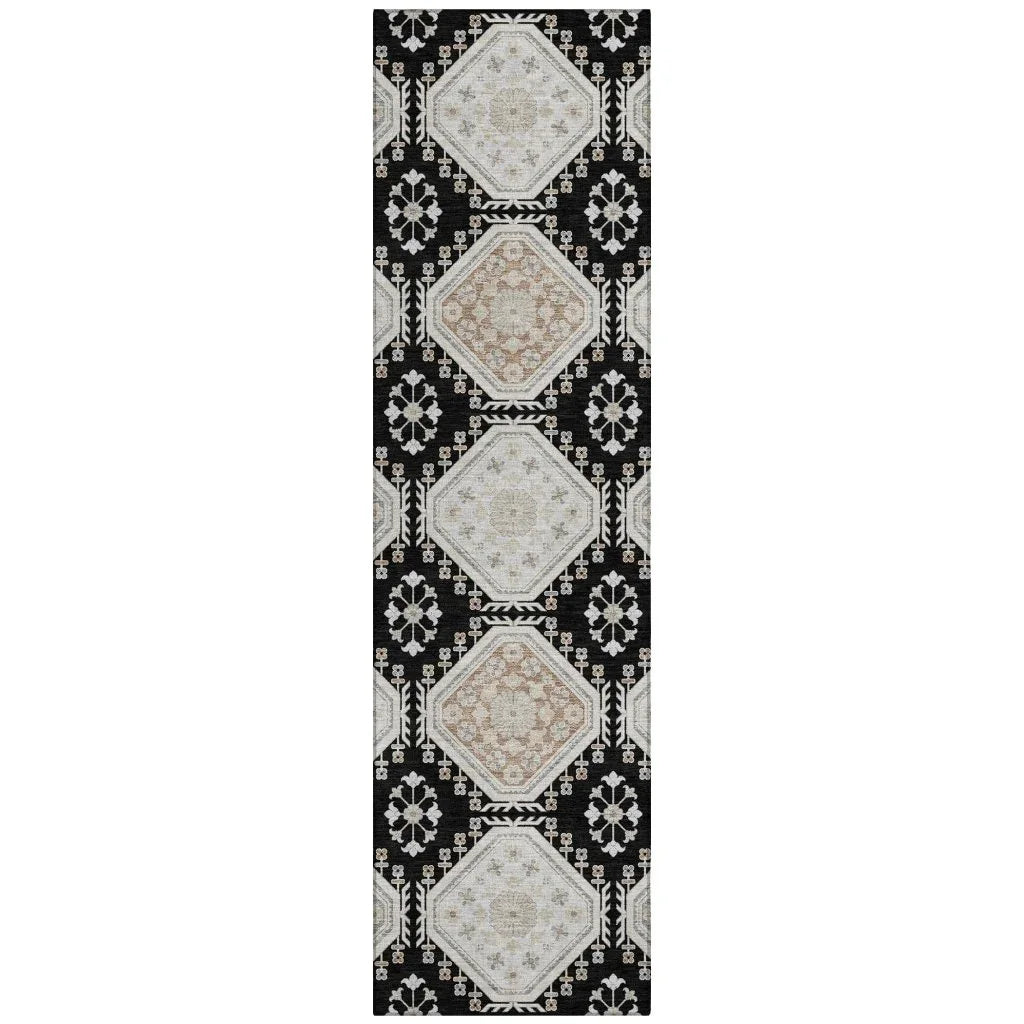 Henriette Black Washable Indoor - Outdoor Rug - LOOMLAN - LOOMLAN Rugs - Outdoor Rugs
