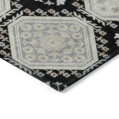 Henriette Black Washable Indoor - Outdoor Rug - LOOMLAN - LOOMLAN Rugs - Outdoor Rugs