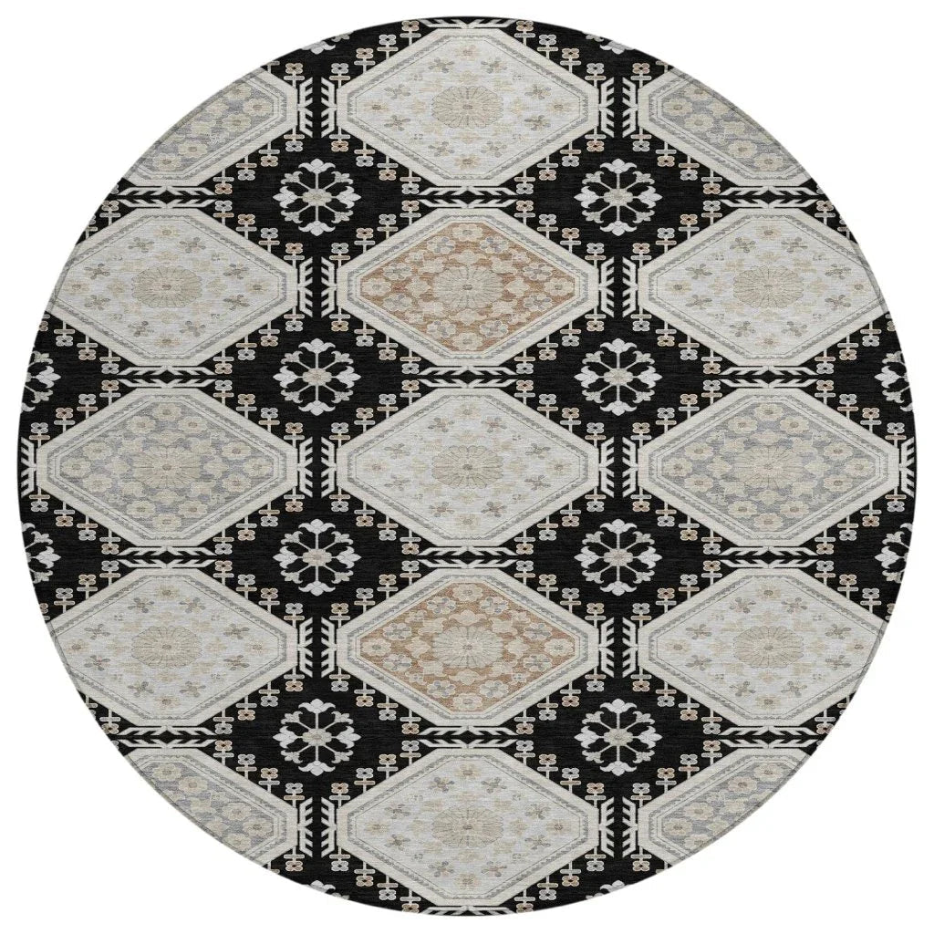 Henriette Black Washable Indoor - Outdoor Rug - LOOMLAN - LOOMLAN Rugs - Outdoor Rugs