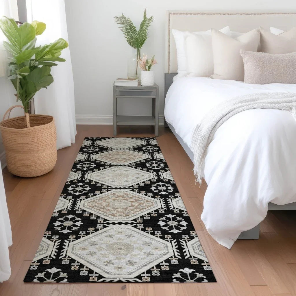 Henriette Black Washable Indoor - Outdoor Rug - LOOMLAN - LOOMLAN Rugs - Outdoor Rugs