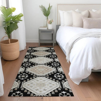 Henriette Black Washable Indoor - Outdoor Rug - LOOMLAN - LOOMLAN Rugs - Outdoor Rugs