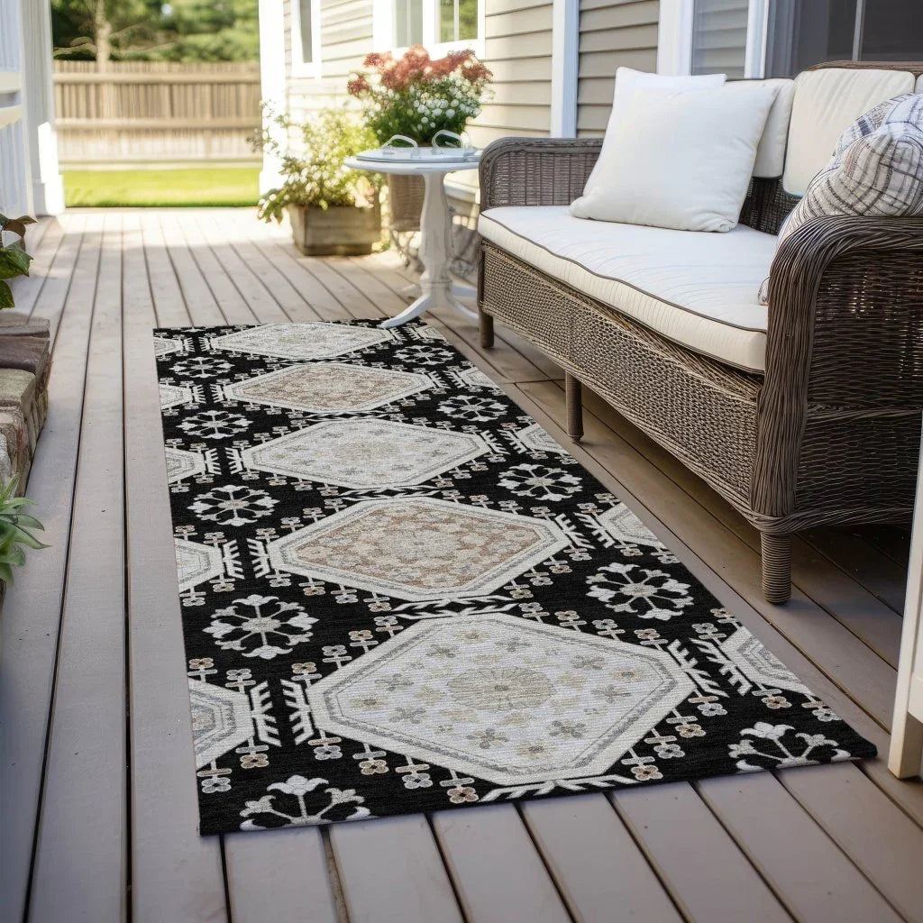 Henriette Black Washable Indoor - Outdoor Rug - LOOMLAN - LOOMLAN Rugs - Outdoor Rugs