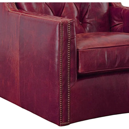 Henry Grain Red Leather Large Swivel Chair - LOOMLAN - Uptown Sebastian - Club Chairs
