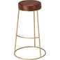 Henry Round Leather Bar Stool - Matte Brown - LOOMLAN - Jamie Young - Bar Stools