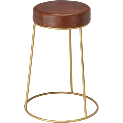 Henry Round Leather Counter Stool - LOOMLAN - Jamie Young - Counter Stools